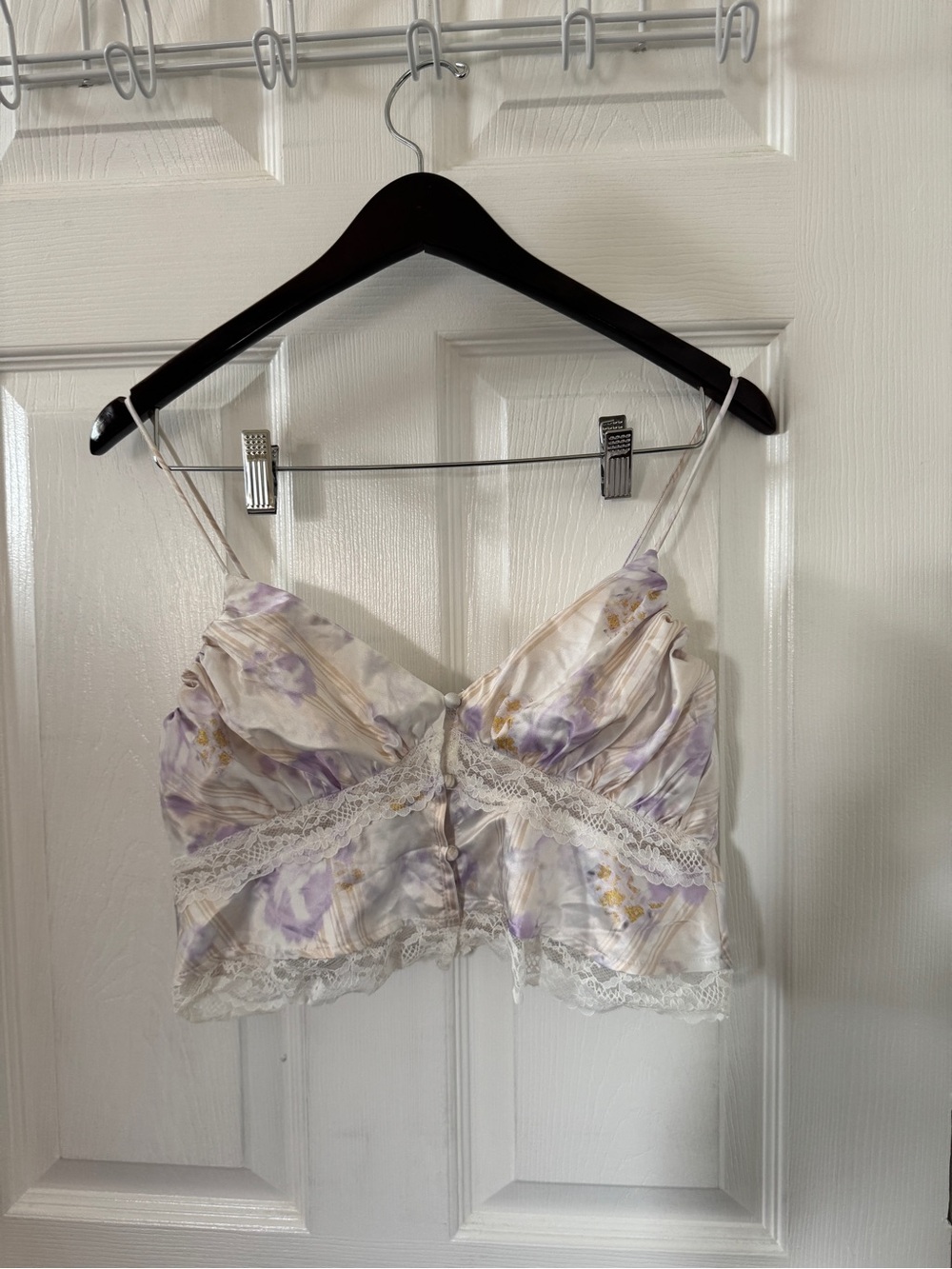 Lavender Floral Lace-Trim Crop Cami